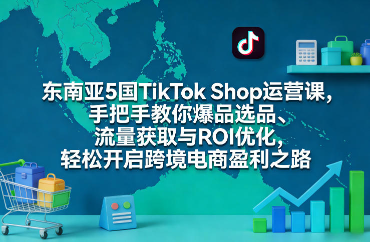 东南亚5国TikTok Shop运营课，手把手教你爆品选品、流量获取与ROI优化，轻松开启跨境电商盈利之路-网创百晓生