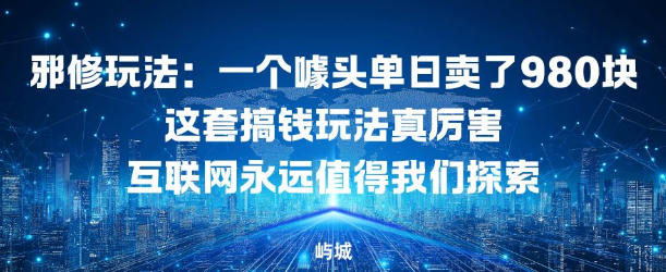 邪修玩法：一个噱头单日卖了980米这套搞钱玩法真厉害互联网永远值得我们探索-网创百晓生