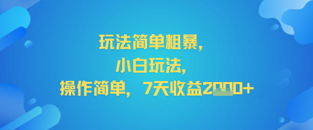 玩法简单粗暴，小白玩法，操作简单，7天收益2k+-网创百晓生