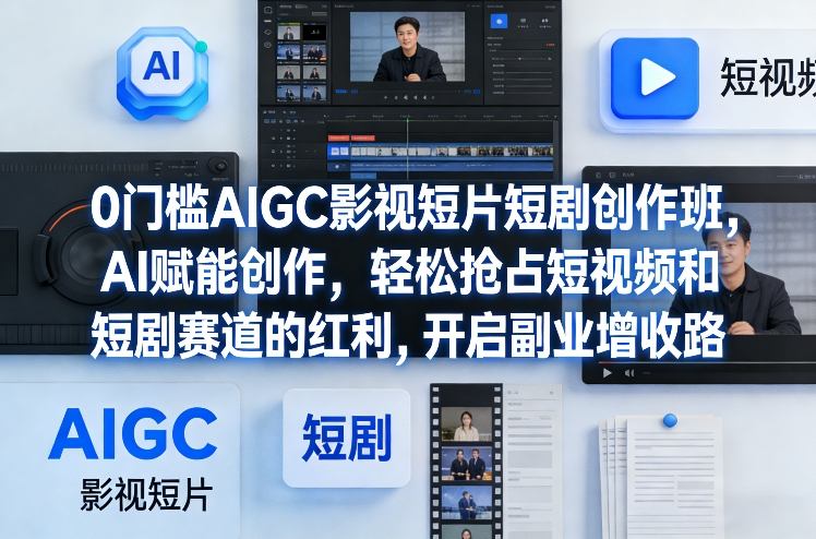 0门槛AIGC影视短片短剧创作班，AI赋能创作，轻松抢占短视频和短剧赛道的红利，开启副业增收路-网创百晓生