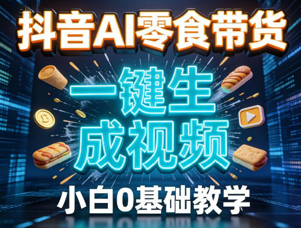 抖音AI零食带货，一键生成视频，小白0基础教学-网创百晓生