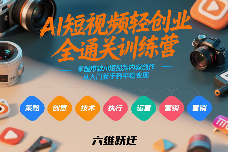 AI短视频轻创业全通关训练营，掌握爆款AI短视频内容创作，从入门新手到平稳变现的六维跃迁-网创百晓生