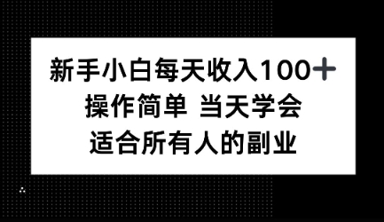 新手小白每天收入100+，操作简单 当天学会 ，适合所有人的副业-网创百晓生
