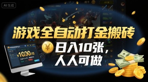 游戏全自动打金搬砖，日入10张，人人可做，纯干货，长期稳定收益项目【揭秘】-网创百晓生