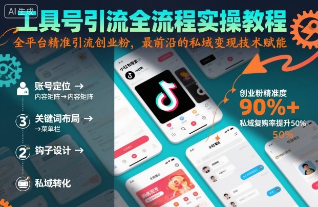 工具号引流全流程保姆级实操教程，全平台精准引流创业粉，最前沿的私域变现技术赋能-网创百晓生