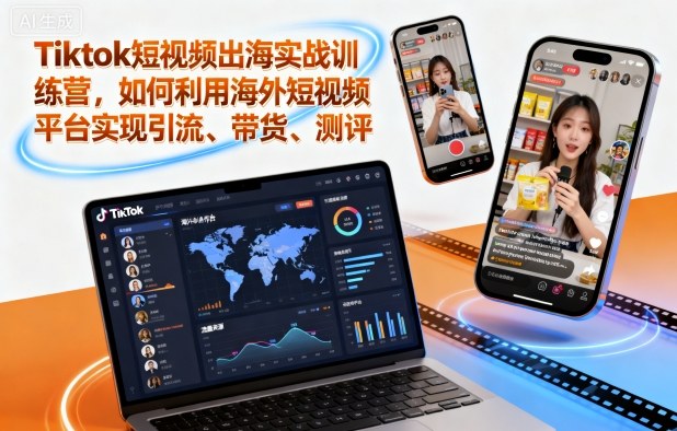 Tiktok短视频出海实战训练营，如何利用海外短视频平台实现引流、带货、测评-网创百晓生