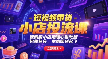 短视频带货-小店投流课，保姆级小店随心推教程，包教包会，生意即刻起飞-网创百晓生