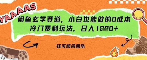 闲鱼玄学赛道，小白也能做的0成本冷门暴利玩法，日入多张-网创百晓生