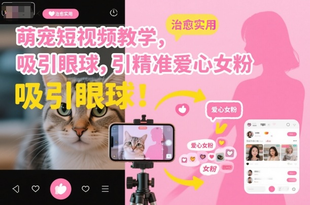 萌宠短视频教学，吸引眼球，引精准爱心女粉-网创百晓生