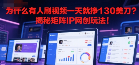 为什么有人刷视频一天就挣130美刀？揭秘矩阵IP网创玩法!-网创百晓生