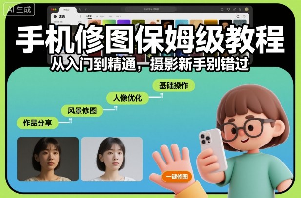 手机修图保姆级教程，从入门到精通，摄影新手别错过-网创百晓生