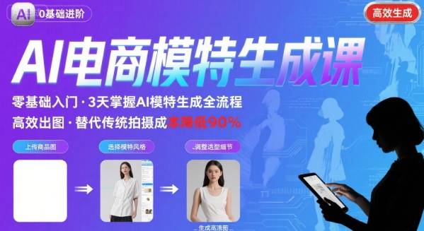 AI模特进阶课程，0基础高效生成逼真电商模特图-网创百晓生