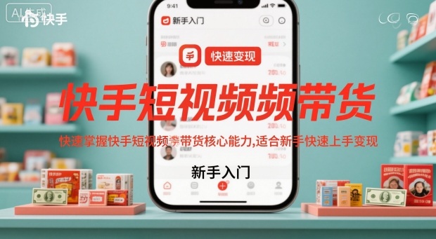 快手短视频带货，快速掌握快手短视频带货核心能力，适合新手快速上手变现-网创百晓生