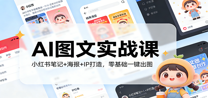 AI图文实战课：小红书笔记+海报+IP打造，零基础一键出图-网创百晓生