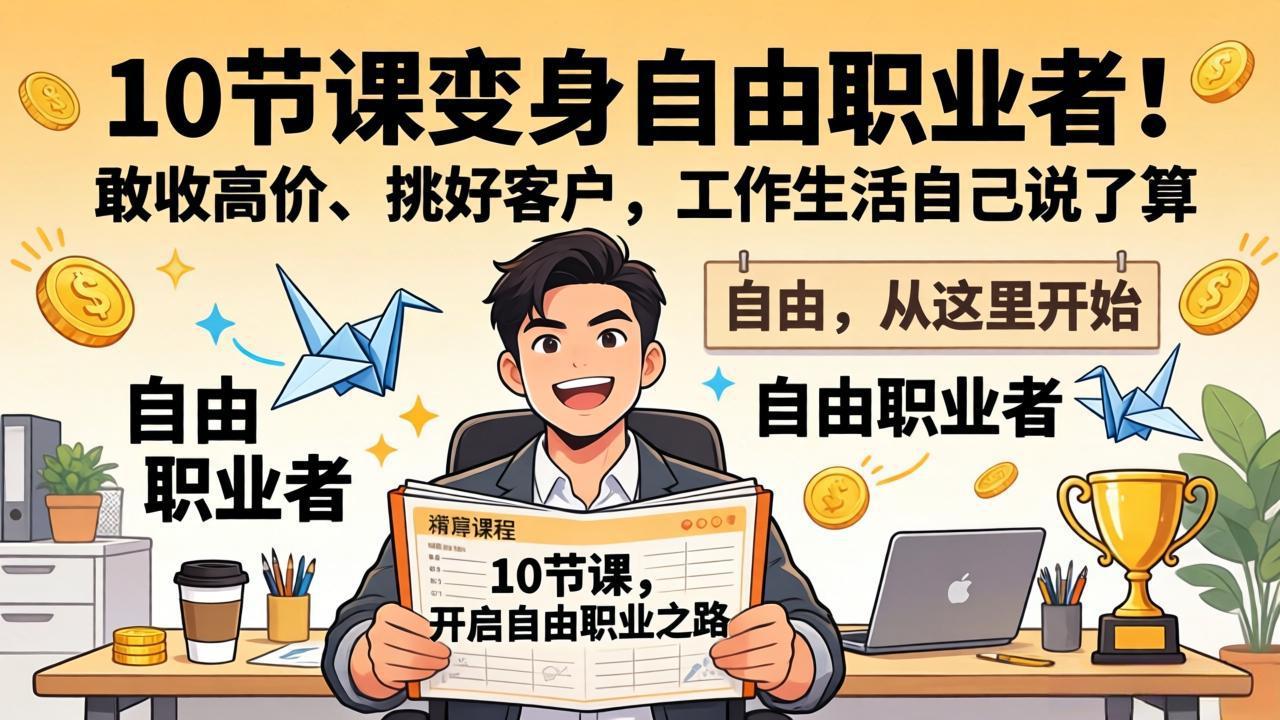 10 节课变身自由职业者！敢收高价、挑好客户，工作生活自己说了算-网创百晓生