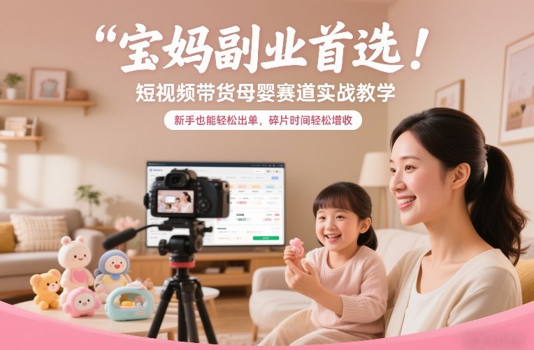 宝妈副业首选！短视频带货母婴赛道实战教学，新手也能轻松出单，碎片时间轻松增收-网创百晓生