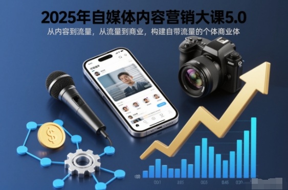 2025年自媒体内容营销大课5.0，从内容到流量，从流量到商业，构建自带流量的个体商业体-网创百晓生