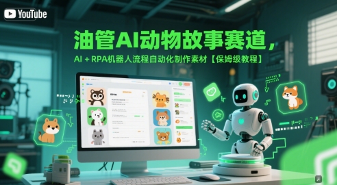 油管AI动物故事赛道，AI+RPA机器人流程自动化制作素材【保姆级教程】-网创百晓生
