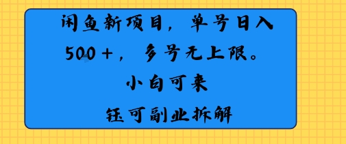闲鱼玩法单号日收入5张+ 多号无上限 操作简单几乎零门槛-网创百晓生