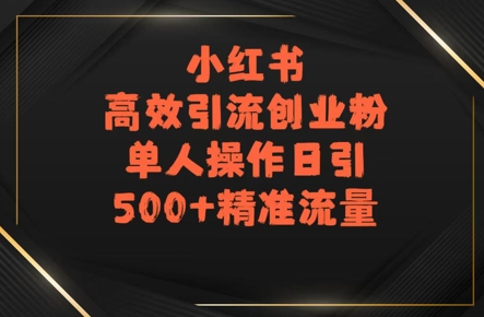 小红书高效引流创业粉，单人操作日引500+精准流量-网创百晓生