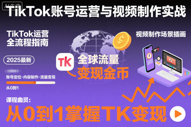 2025最新TikTok账号运营与视频制作实战全流程，从0到1掌握TK变现（含11月最新TK搬运技术）-网创百晓生