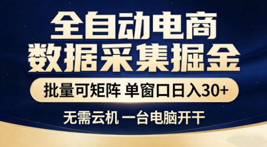 独家电商数据全自动采集项目，批量可矩阵，单窗口轻松日入3张+【揭秘】-网创百晓生