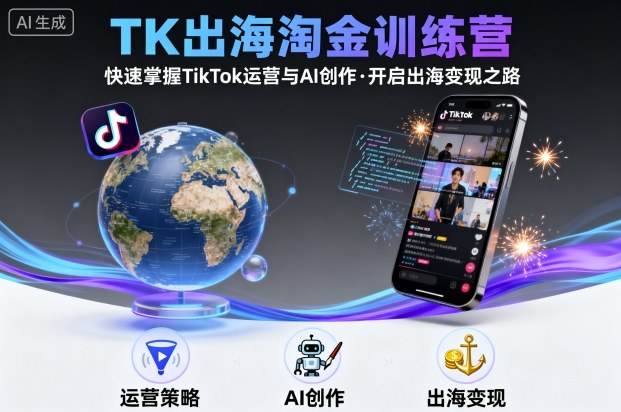 TK出海淘金训练营，助你快速掌握TikTok运营与AI创作，开启出海变现之路-网创百晓生