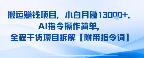 搬运挣钱项目，AI指令操作简单，小白月入1W+，全程干货项目拆解-网创百晓生