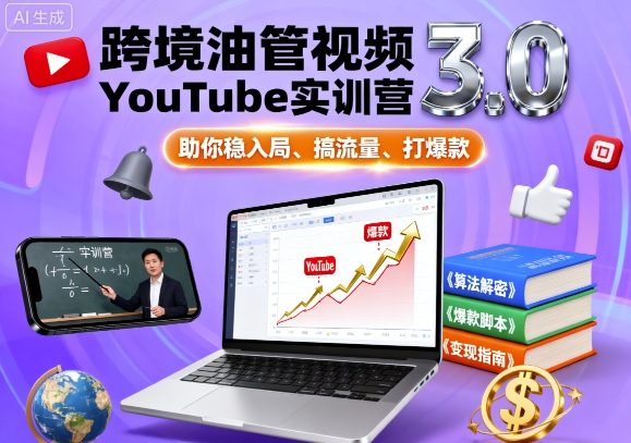 跨境油管视频YouTube实训营3.0，助你稳入局、搞流量、打爆款-网创百晓生