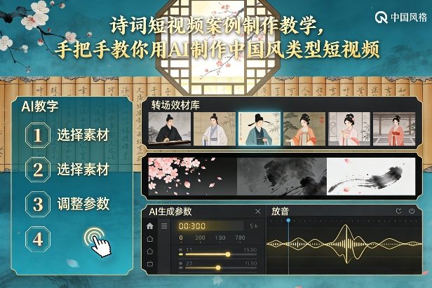 古诗词短视频案例制作教学，手把手教你用AI制作中国风类型短视频-网创百晓生