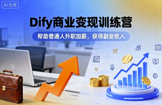 Dify商业变现训练营，帮助普通人升职加薪，获得副业收入-网创百晓生