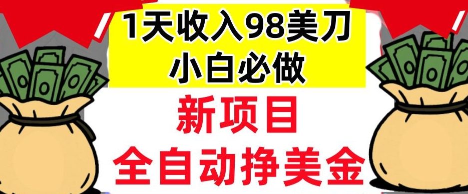 新项目，全自动挣美刀，1天收入98刀，0门槛，适合新人的被动收入（最终版本）-网创百晓生