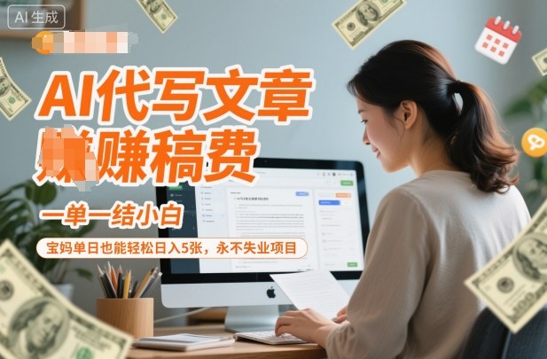 AI代写文章賺稿费，一单一结小白，宝妈单日也能轻松日入5张，永不失业项目-网创百晓生