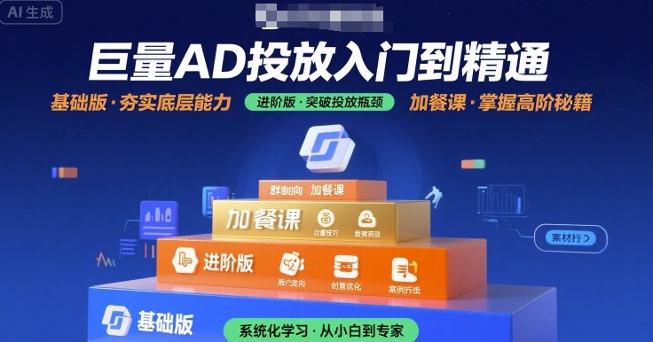 巨量AD投放入门到精通，基础版+进阶版+加餐课-网创百晓生