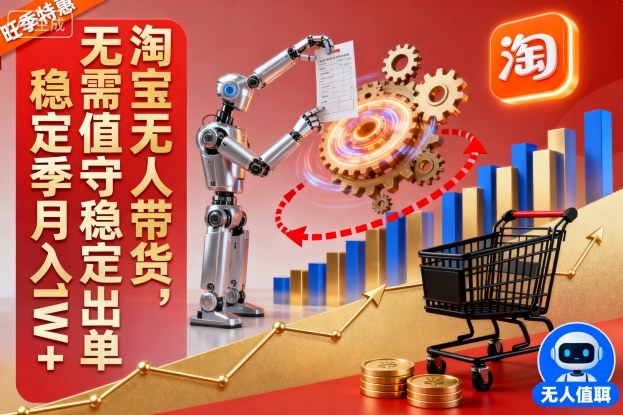 淘宝无人带货，无需值守稳定出单，电商旺季，稳定月入1W+-网创百晓生