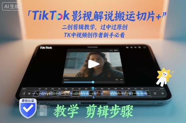 TikTok影视解说搬运切片+二创剪辑教学，过中过原创，TK中视频创作者新手必看-网创百晓生