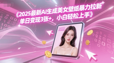 2025最新AI生成美女壁纸暴力拉新, 单日变现3张+，小白轻松上手-网创百晓生