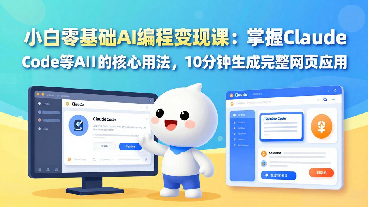 小白零基础AI编程变现课：掌握Claude Code等AI工具的核心用法，10分钟生成完整网页应用-网创百晓生