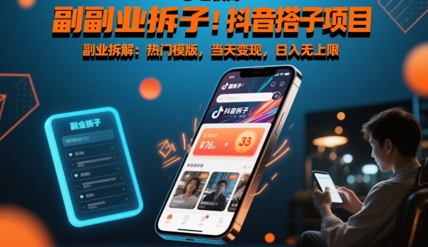 副业拆解：抖音搭子项目，热门模版，当天变现，日入无上限-网创百晓生