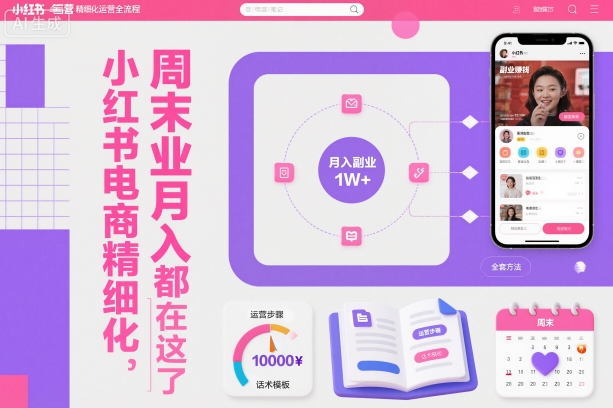 小红书电商精细化运营全流程，周末副业月入1W+，全套方法都在这了-网创百晓生