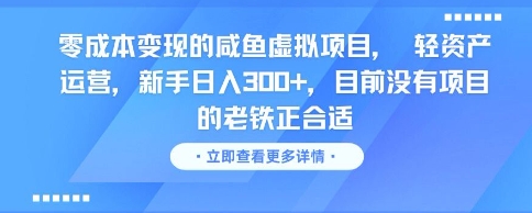 零成本变现的咸鱼虚拟项目， 轻资产运营，新手日入3张+，目前没有项目的老铁正合适-网创百晓生