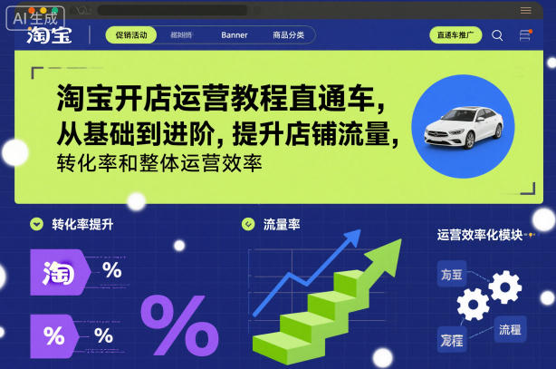 淘宝开店运营教程直通车，从基础到进阶，提升店铺流量，转化率和整体运营效率（更新11月）-网创百晓生