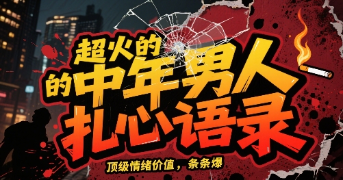 超火的中年男人扎心语录，顶级情绪价值，条条爆，AI操作简单-网创百晓生