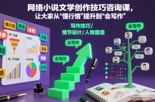 网络小说文学创作技巧咨询课，让大家从“懂行情”提升到”会写作”的高度-网创百晓生