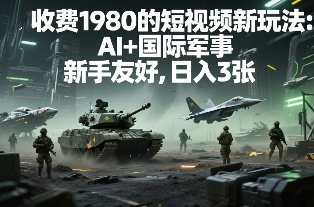 外面收费1980的短视频新玩法：AI+国际军事，新手友好，日入3张+【附详细教程】-网创百晓生