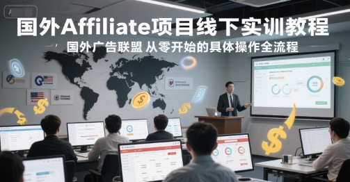 国外Affiliate项目线下实训教程，国外广告联盟从零开始的具体操作全流程-网创百晓生