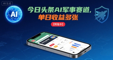 今日头条AI军事赛道，单日收益多张 ，手机可做【附指令】-网创百晓生