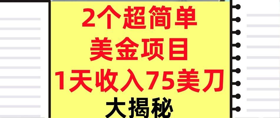 2个超简单美金项目，1天收入75美刀，3分钟学会，内部教程（大揭秘）-网创百晓生