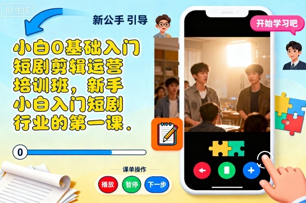 小白0基础入门短剧剪辑运营培训班，新手小白入门短剧行业的第一课-网创百晓生