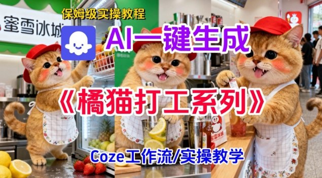 Coze扣子工作流一键生成胖橘猫打工短视频，保姆级实操搭建教学-网创百晓生